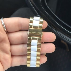 Michael Kors watch: Gold/white
